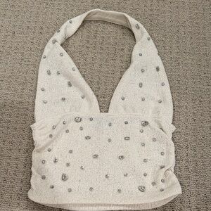 Zara halter rhinestone top
